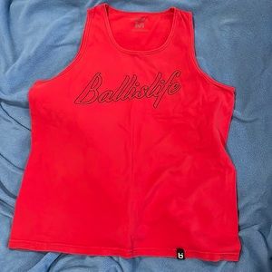 “Ball is Life” medium cotton Tank top. Worn